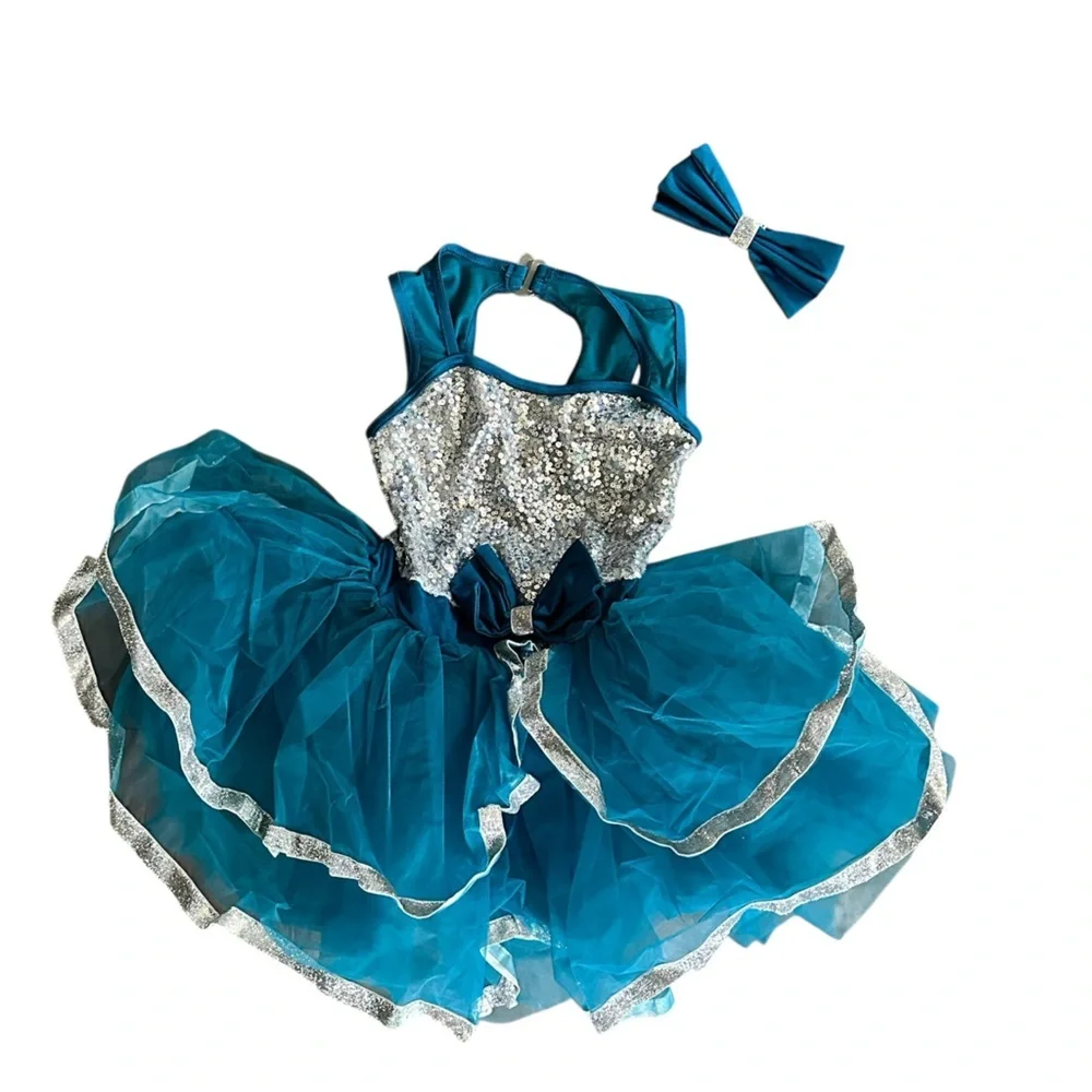 Weissman Teal and Silver Dance Costume